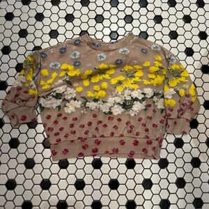 Molo Tan Sweater with Floral Accents